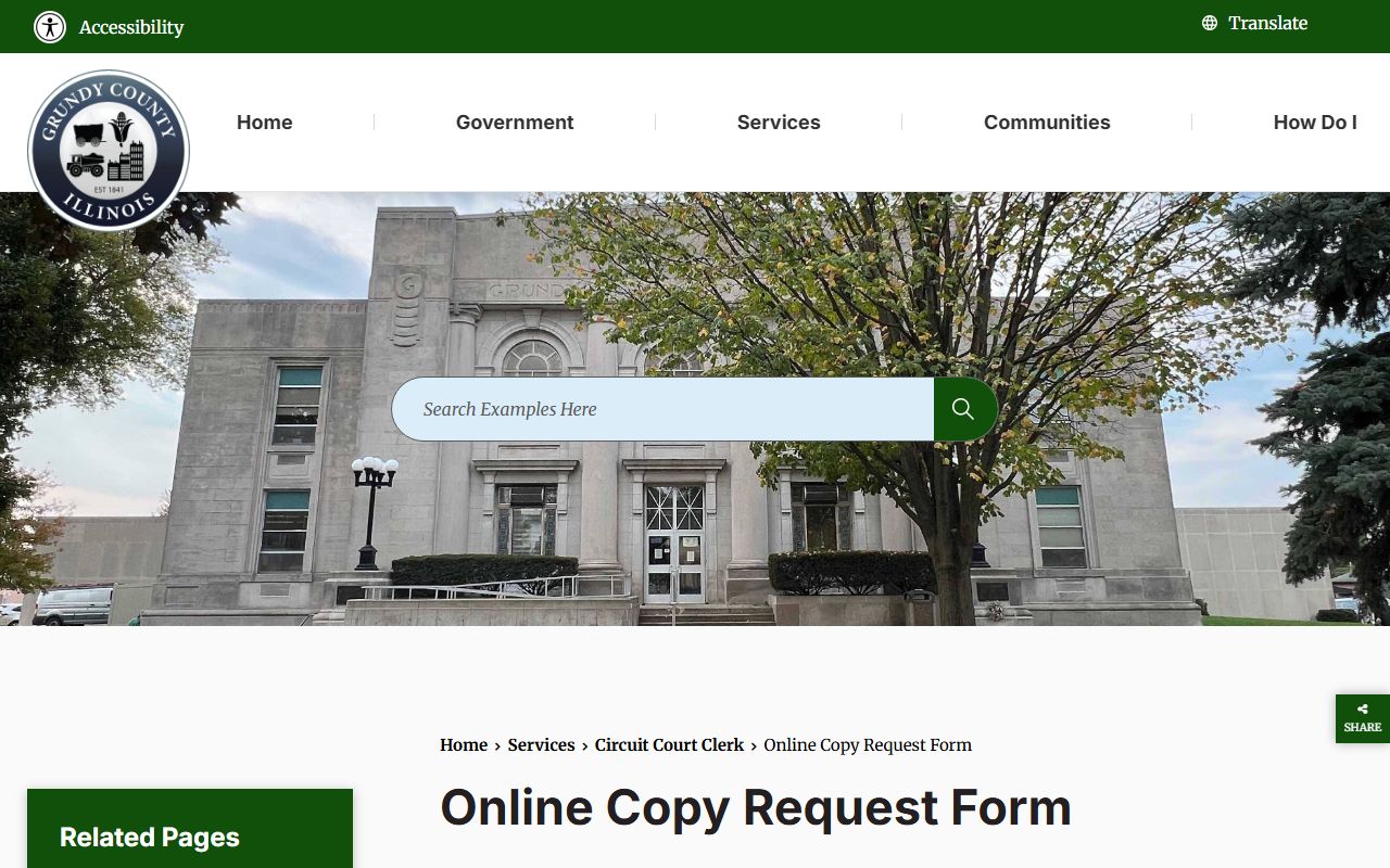 Grundy County court records after arrest Circuit Clerk copy request form